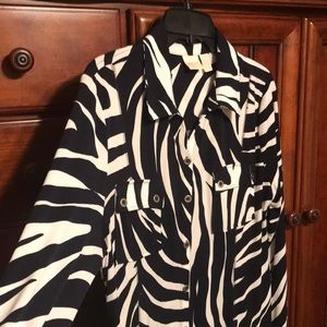 Long button up front navy and white dress